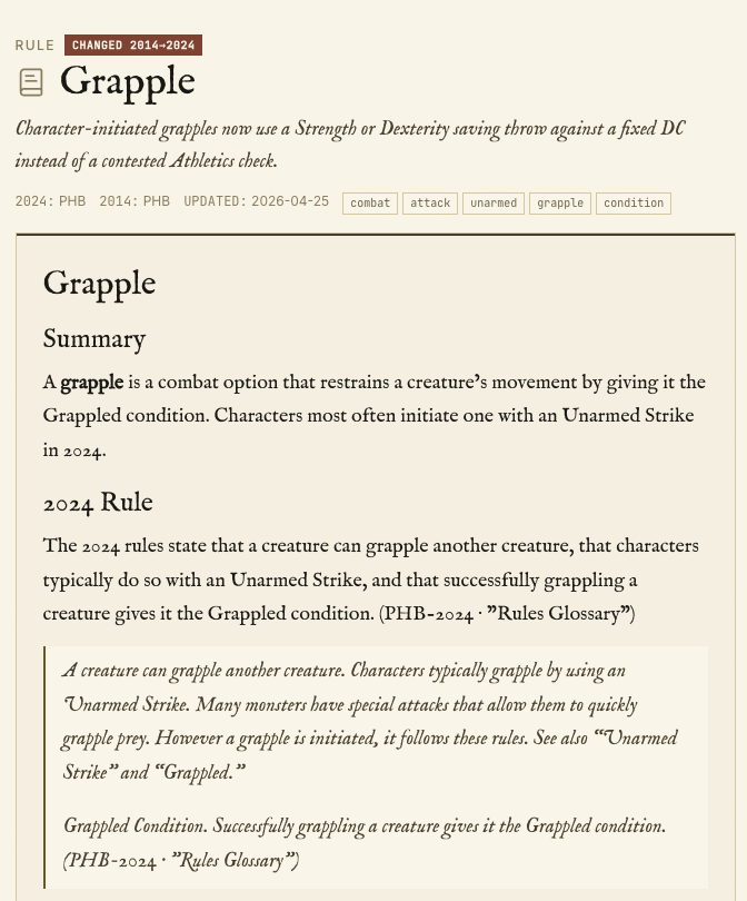 The Grapple page header in the wiki UI
